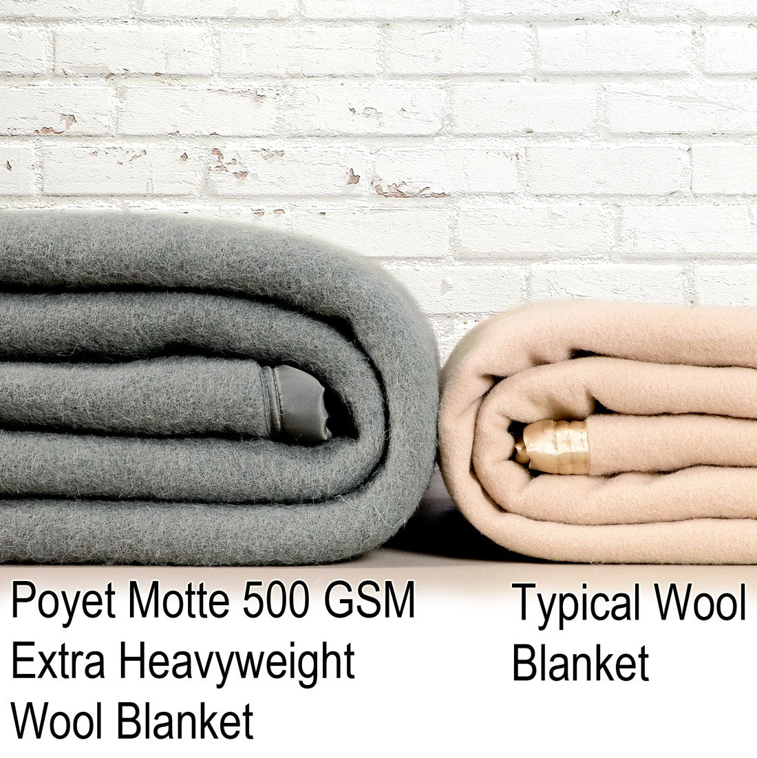 Poyet Motte Aubisque Reversible 500GSM Heavyweight 100% Wool Blanket, Blue