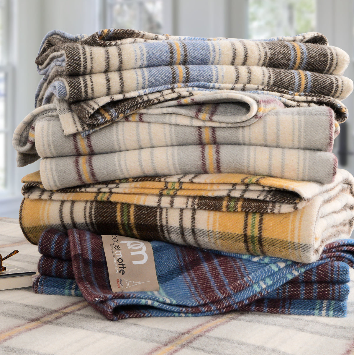 Poyet Motte Chevreuse Heavyweight Wool Blend Oversized Blanket, Machine Washable, Yellow