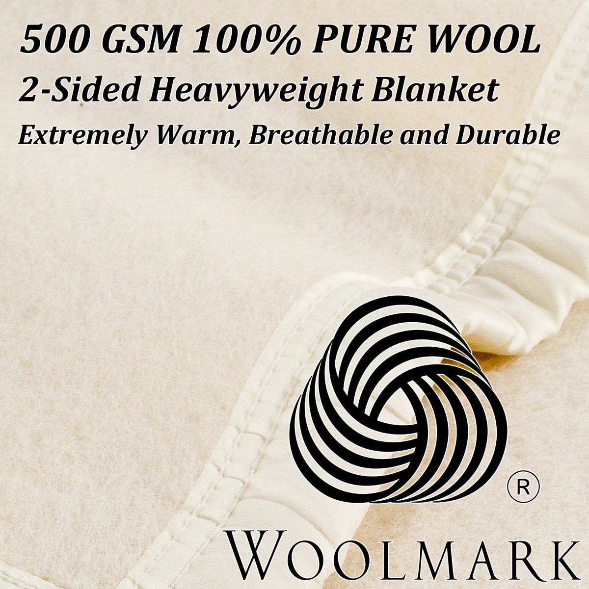 Poyet Motte Aubisque Reversible 500GSM Heavyweight 100% Wool Blanket, Natural